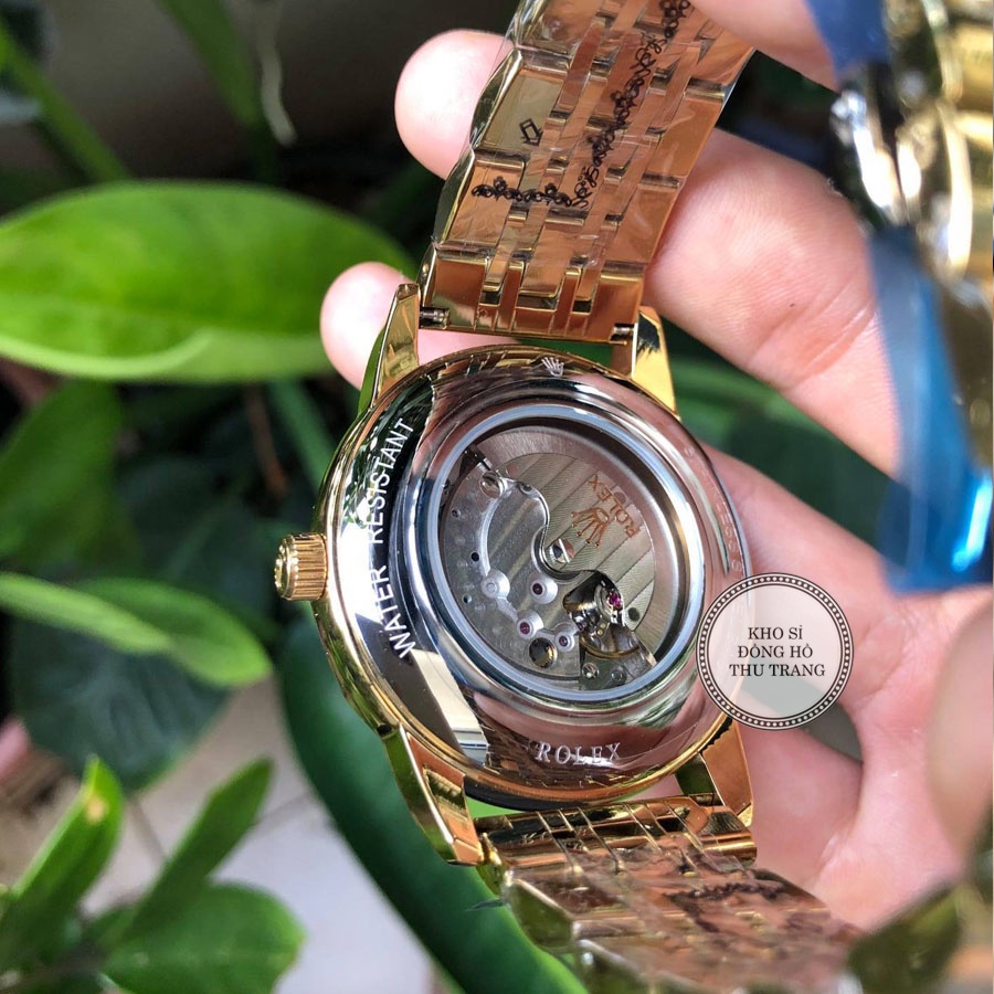 Đồng hồ Nam Rolex máy nhật, mẫu 3kim cắt vát mặt xanh viền vàng, dòng cơ Automatic size 40mm-41mm