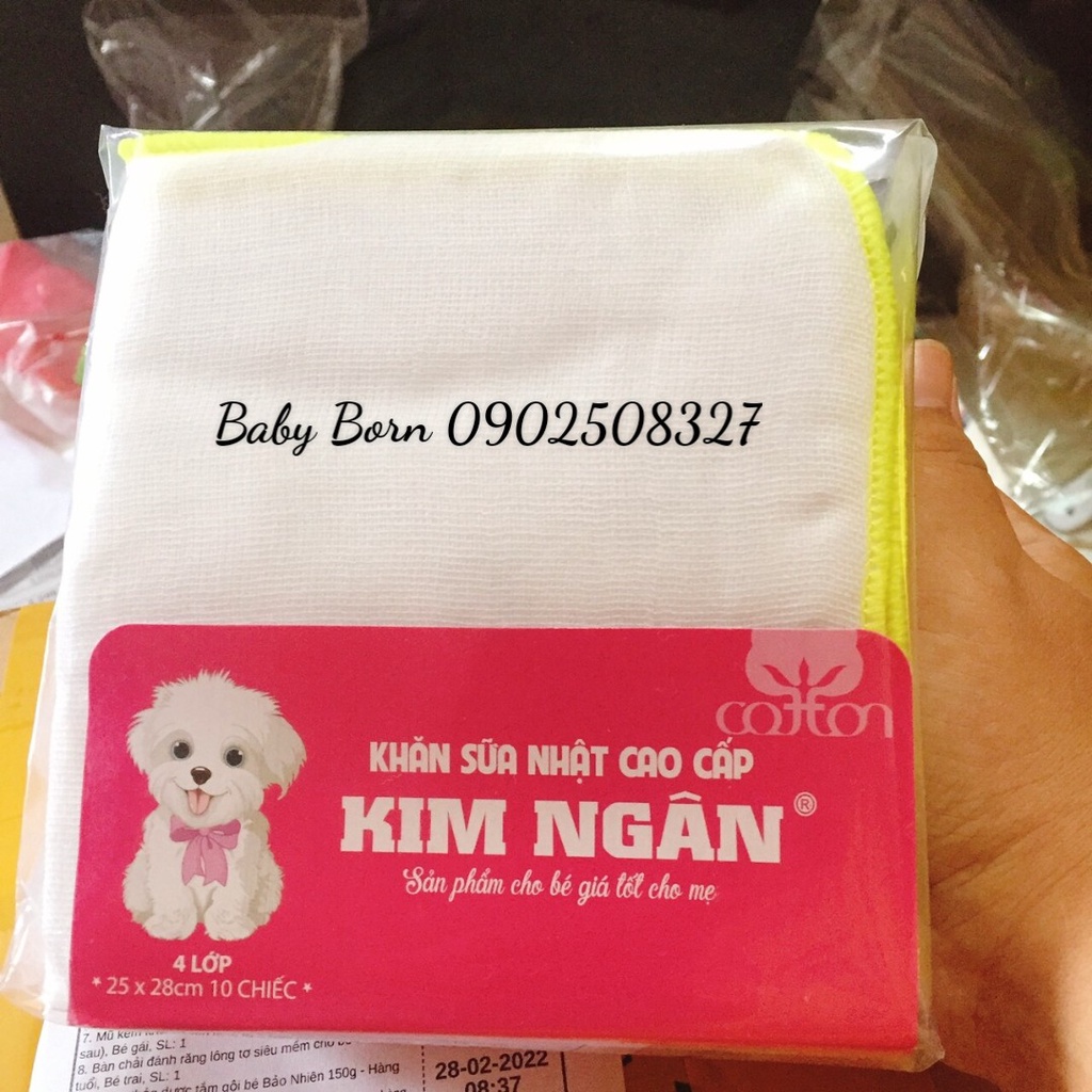 [CHÍNH HÃNG] - Set 10 khăn sữa gạc 4 lớp cao cấp Kim Ngân