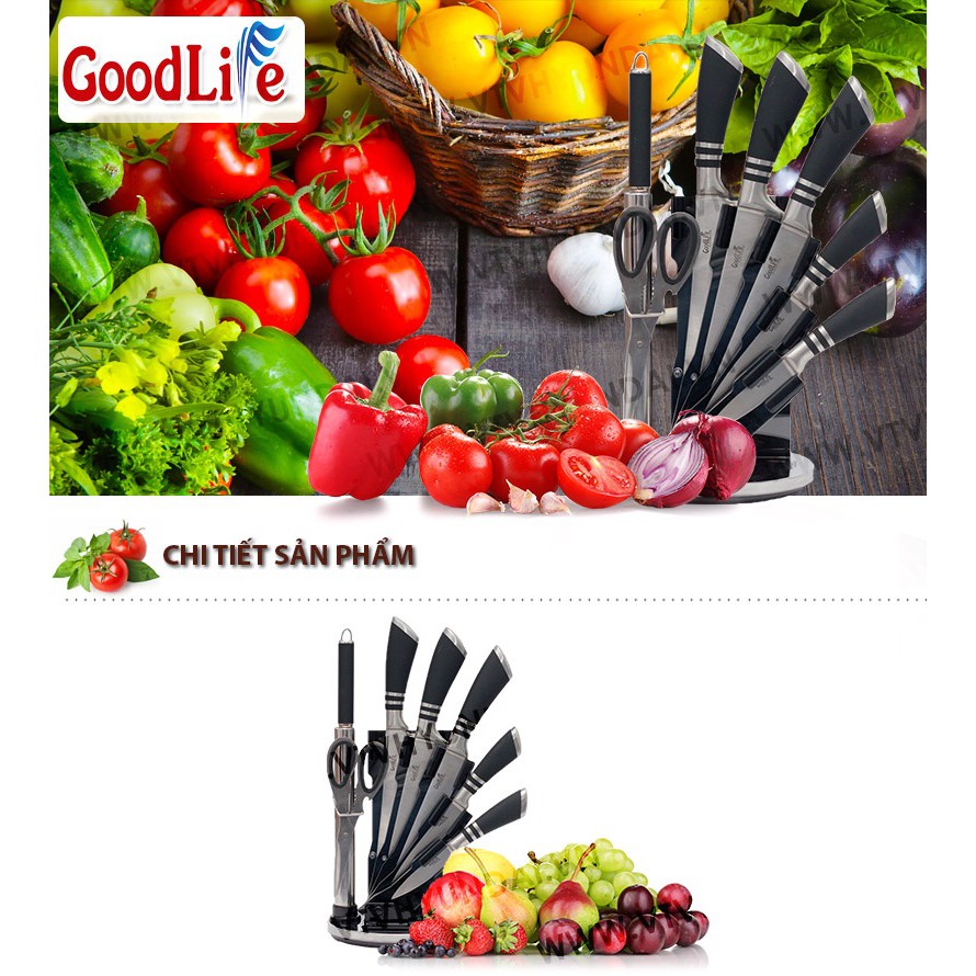 Bộ dao 8 món thép không gỉ GoodLife và Mishio