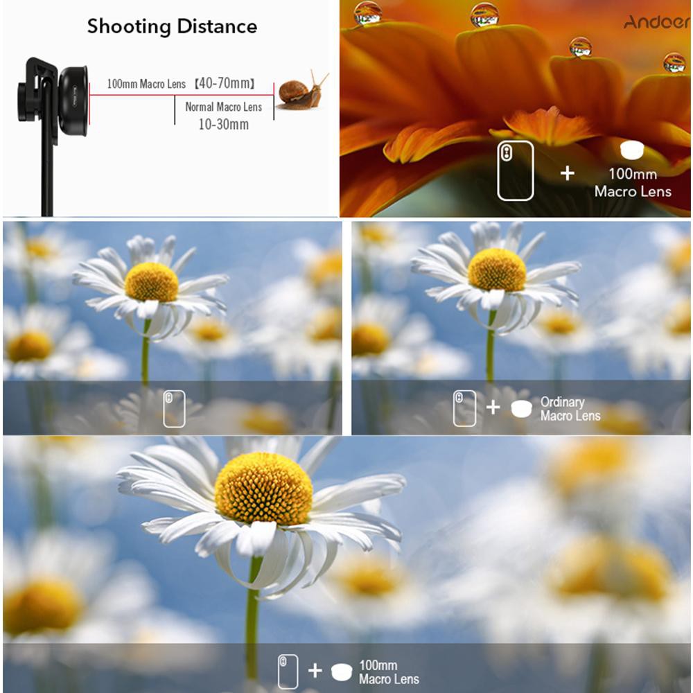 Thấu Kính Máy Ảnh Andoer Apexel Apl-Hb100Mm 4k Hd + Bộ Phụ Kiện Đi Kèm 11 / Xs / Xs Max / Xr / X / 8 / 8 Plus