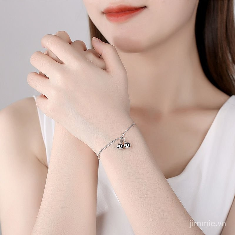 Giáng Sinh Mới Chuông Vòng Đeo Tay Nữ925Sterling Bạc Đôi Vòng Đeo Tay Trái Tim Cô Gái Đồ Trang SứcinsQuà Tặng Sinh Nhật Cho Bạn Gái