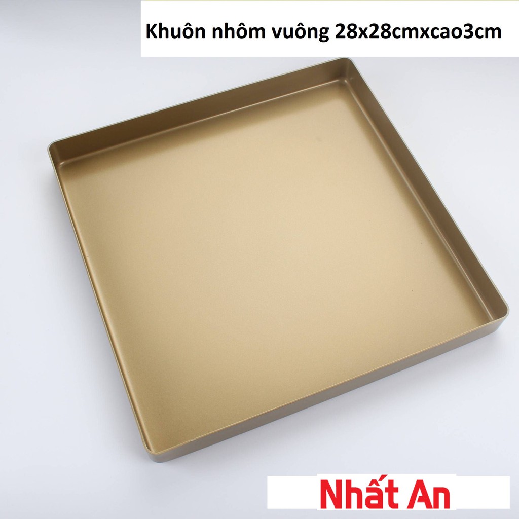 Khuôn nhôm vuông chống dính 28cm, cao 3cm