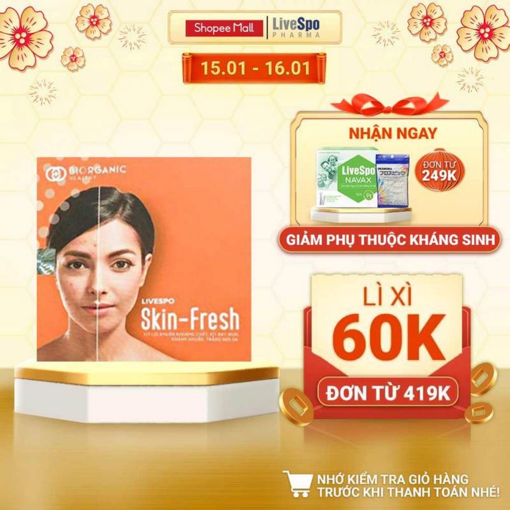 Giảm mụn, sáng da LiveSpo Skin Fresh Xịt bào tử lợi khuẩn (Hộp 3 ống x 5ml)