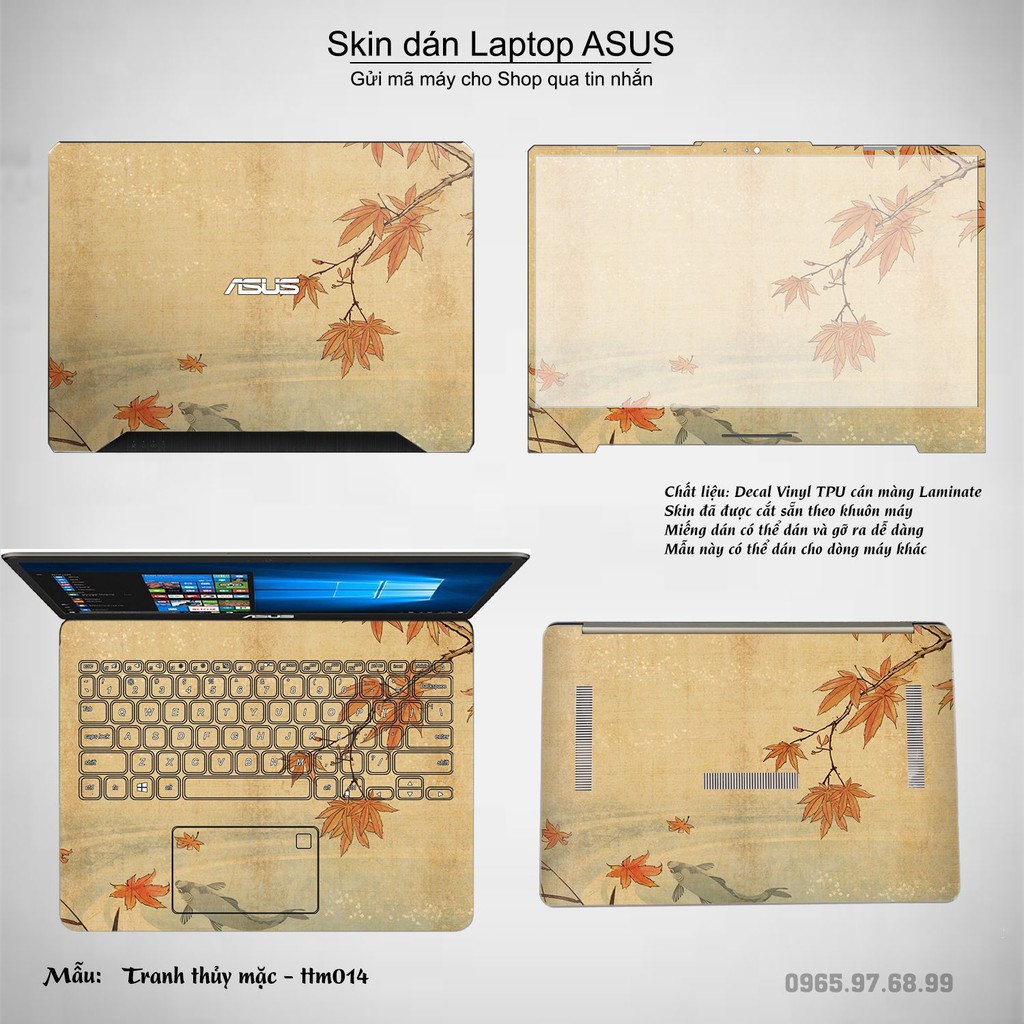 Skin dán Laptop Asus in hình Tranh thủy mặc (inbox mã máy cho Shop)