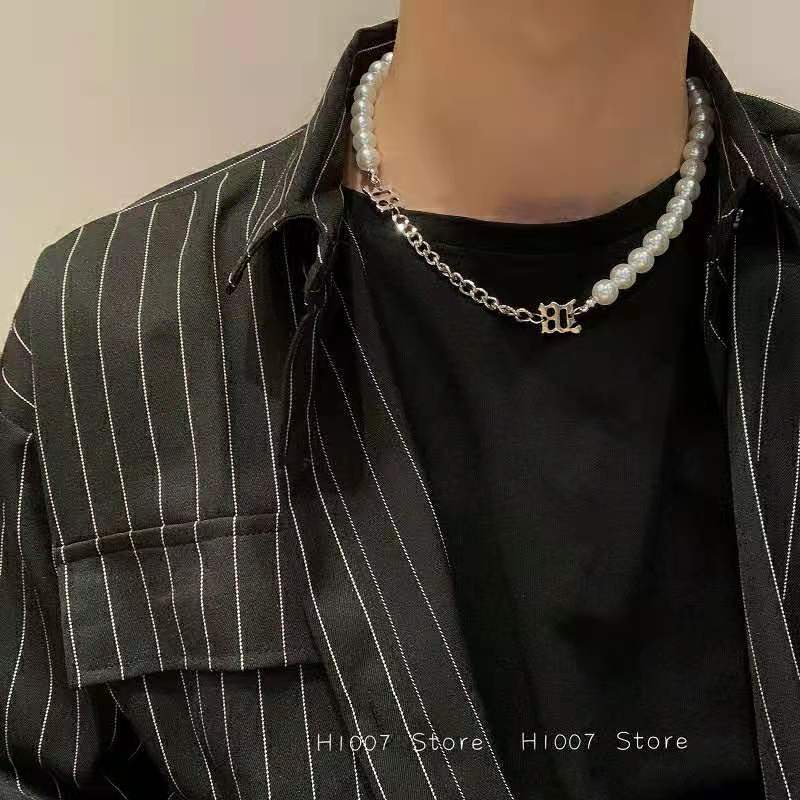 Vòng cổ choker/Vòng tay đính ngọc trai nhân tạo phong cách hip hop hàn quốc thời trang cho nữ