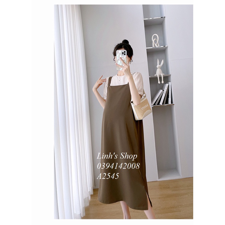 Váy Bầu Đầm Bầu Xinh Sơ Mi Liền A2545