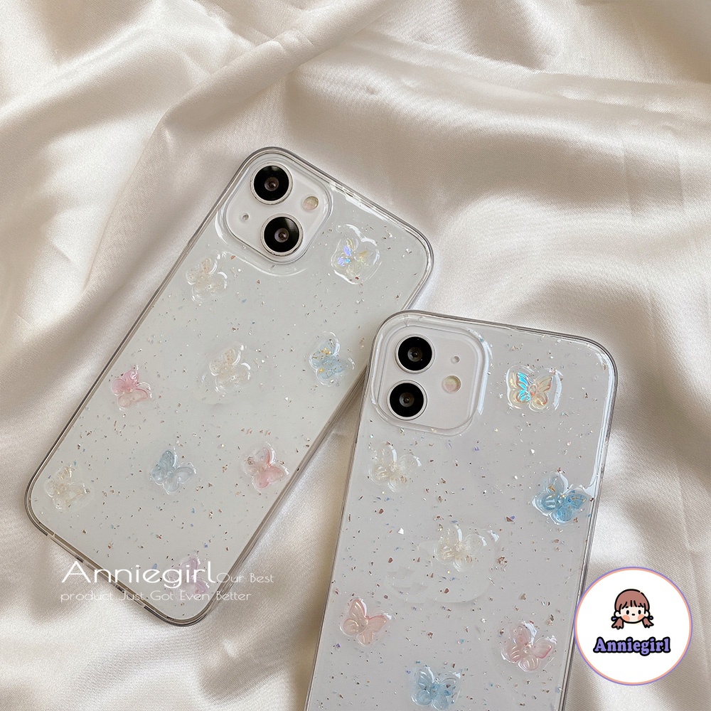 Ốp Điện Thoại TPU Mềm Hình Bướm 3D Lấp Lánh Cho IPhone 14 13 12 11 Pro Max X XS XR 8 7 Plus