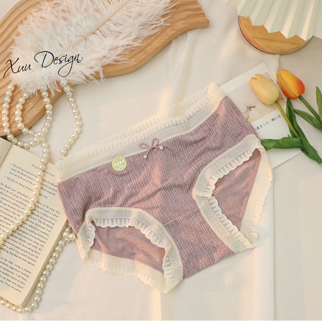 Quần lót nữ cotton Xuu phối ren chất liệu cao cấp màu sắc ngọt ngào QC50