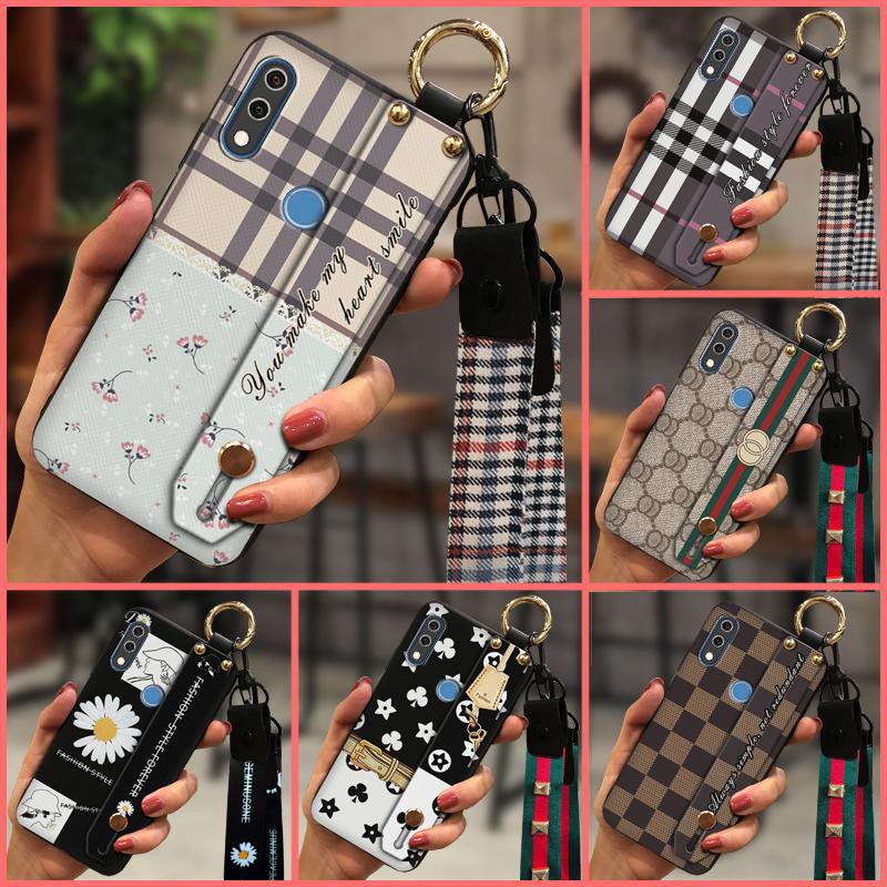 Ốp Lưng Tpu Mềm Họa Tiết Sọc Caro Có Dây Đeo Tay Cho Vsmart Star 4