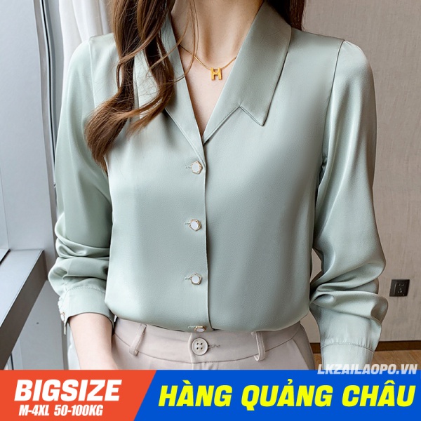 Áo sơ mi công sở ⚡️𝐁𝐈𝐆𝐒𝐈𝐙𝐄⚡️ Áo basic nữ trơn form rộng tay dài mùa xuân Phong cách Hàn Quốc Thời Trang sang chảnh cá tính xinh đẹp quảng châu cao cấp
