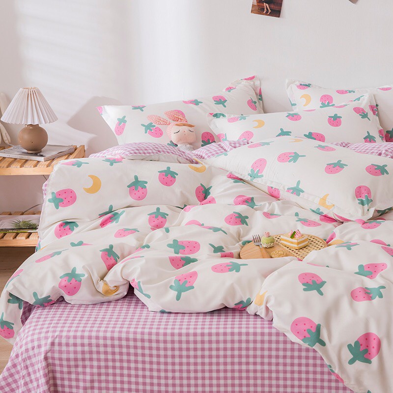 Sét Poly ,Sét Poly Cotton Mẫu Dâu Tím  Nhập Khẩu