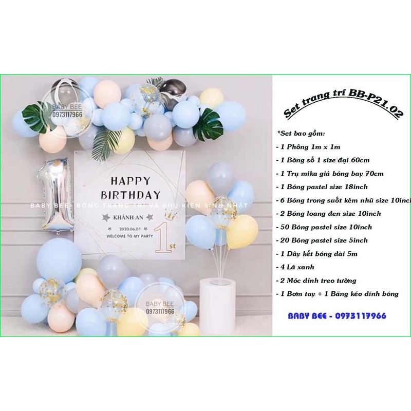 Set bóng trang trí sinh nhật BB-P21 01-04 kèm phông