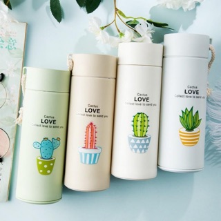 Bình nước in hình xương rồng nhiều màu siêu Cute 400ml