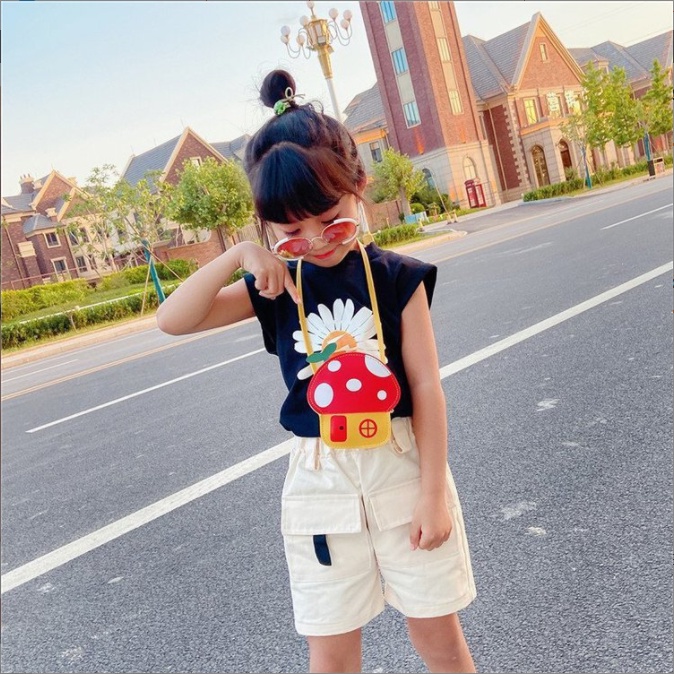 Túi đựng lì xì, túi đeo chéo dành cho bé gái đi chơi tết hình ngôi nhà nấm dễ thương