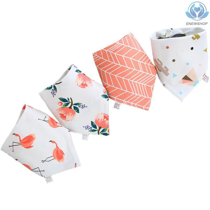 Set 4 Yếm Ăn Cotton Hình Tam Giác Cho Bé