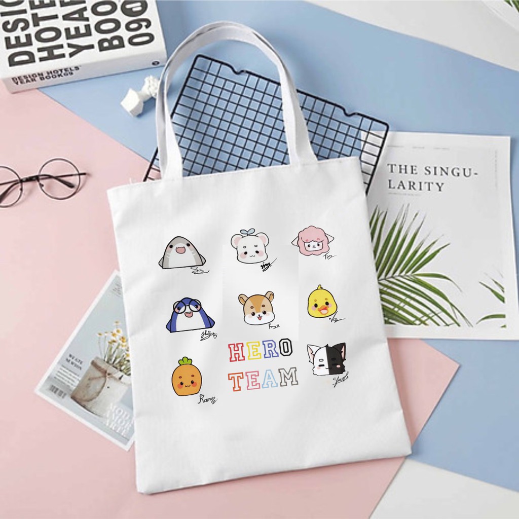 Túi tote vải canvas cực xinh in hình Hero Team Sammy Simmy hot trend