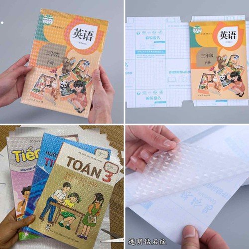 Set 10 Tấm Decal Bọc Sách Vở Giáo Khoa Việt Nam Chống Nước, Chống Rách, Trong Suốt No.101372