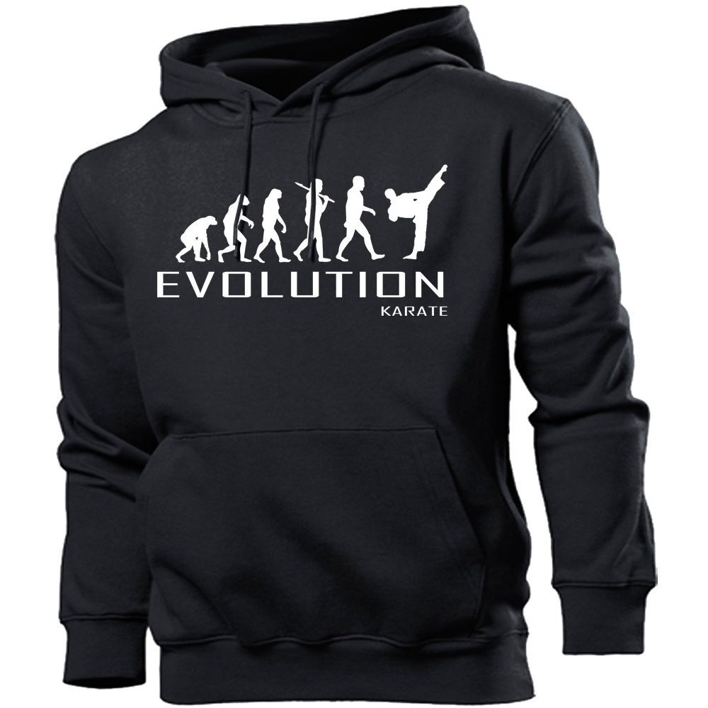 Áo Hoodie tập Gym màu đen in hình Karate Evolution