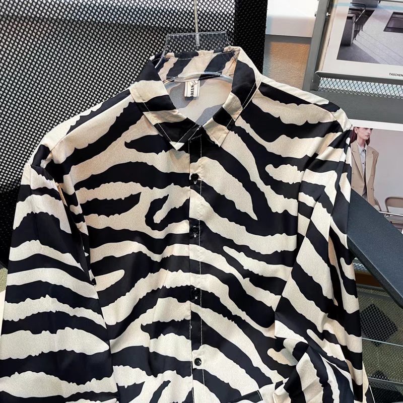 Áo Sơ Mi Dáng Rộng Tay Dài Họa Tiết Ngựa Vằn Phong Cách Hàn Quốc Mẫu Mới Thời Trang Hè Thu Dành Cho Nam Và Nữ 2022