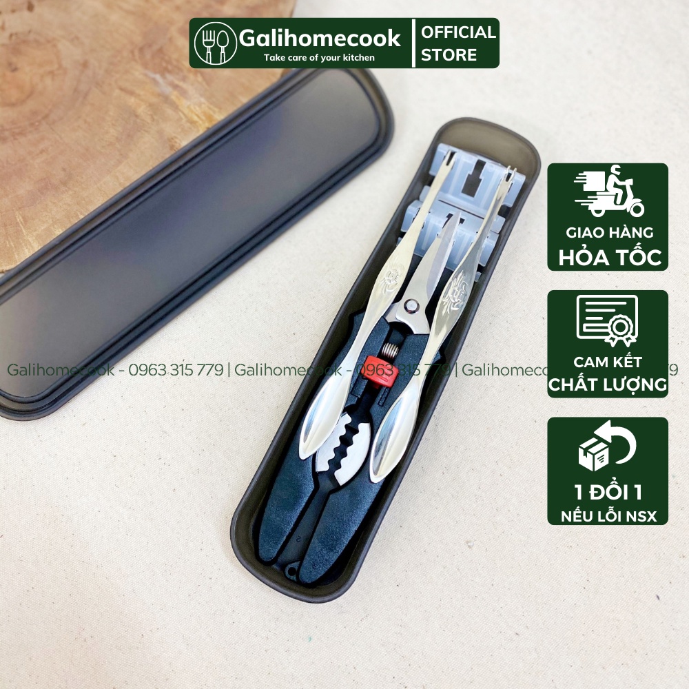 Dụng cụ ăn cua ghẹ, hải sản bằng thép không gỉ thế hệ mới 2022 | Galihomecook Kềm kìm kẹp càng cua nghẹ