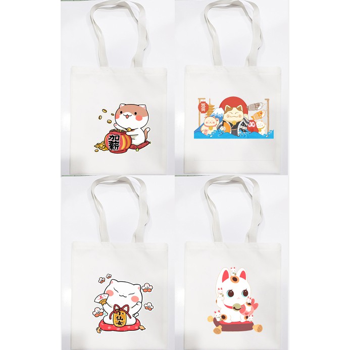 Túi tote mèo may mắn túi tote maneki neko thần tượng TT25 hoạt hình