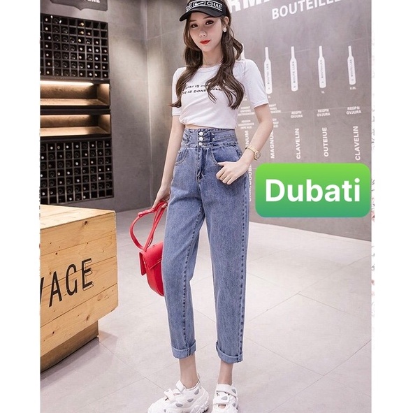 QUẦN JEAN BAGGY NỮ PHONG CÁCH HÀN QUỐC 3 NÚT NÂNG MÔNG LƯNG CAO SÀNH ĐIỆU- DUBATI FASHION