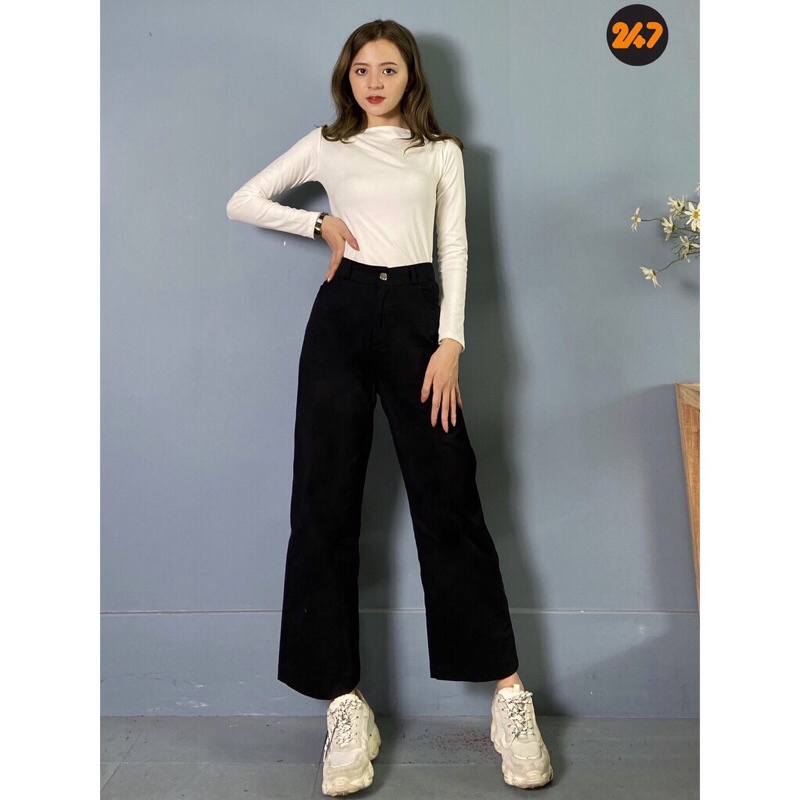 Quần Kaki Mềm Ống Rộng Lưng Cao Phong Cách Hàn Quốc Ulzzang Hot Hit | BigBuy360 - bigbuy360.vn