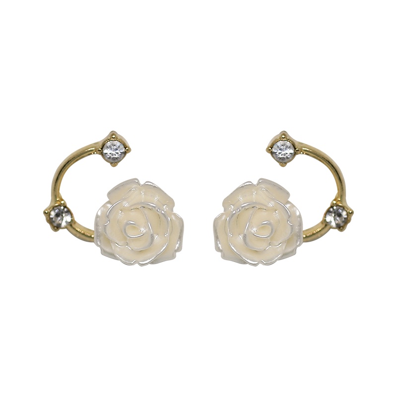 Bông Tai Hình Chữ C Đính Đá Lấp Lánh Phong Cách Hàn Quốc Ngọt Ngào Cho Nữ