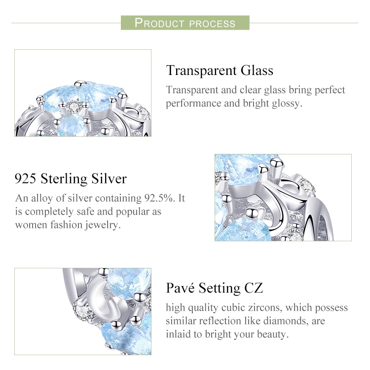 Phụ Kiện BAMOER SCC941 Bằng Bạc 925 Làm Trang Sức Hình Bông Hoa Đính Đá Giả