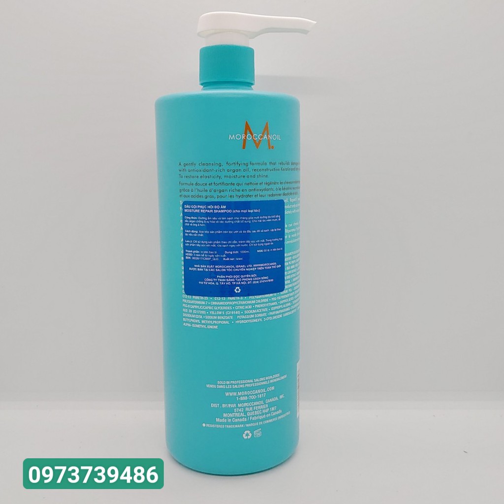 [Hàng Chuẩn] Dầu Gội Xả Dưỡng Ẩm Morocanoil  (1000ML * 2)