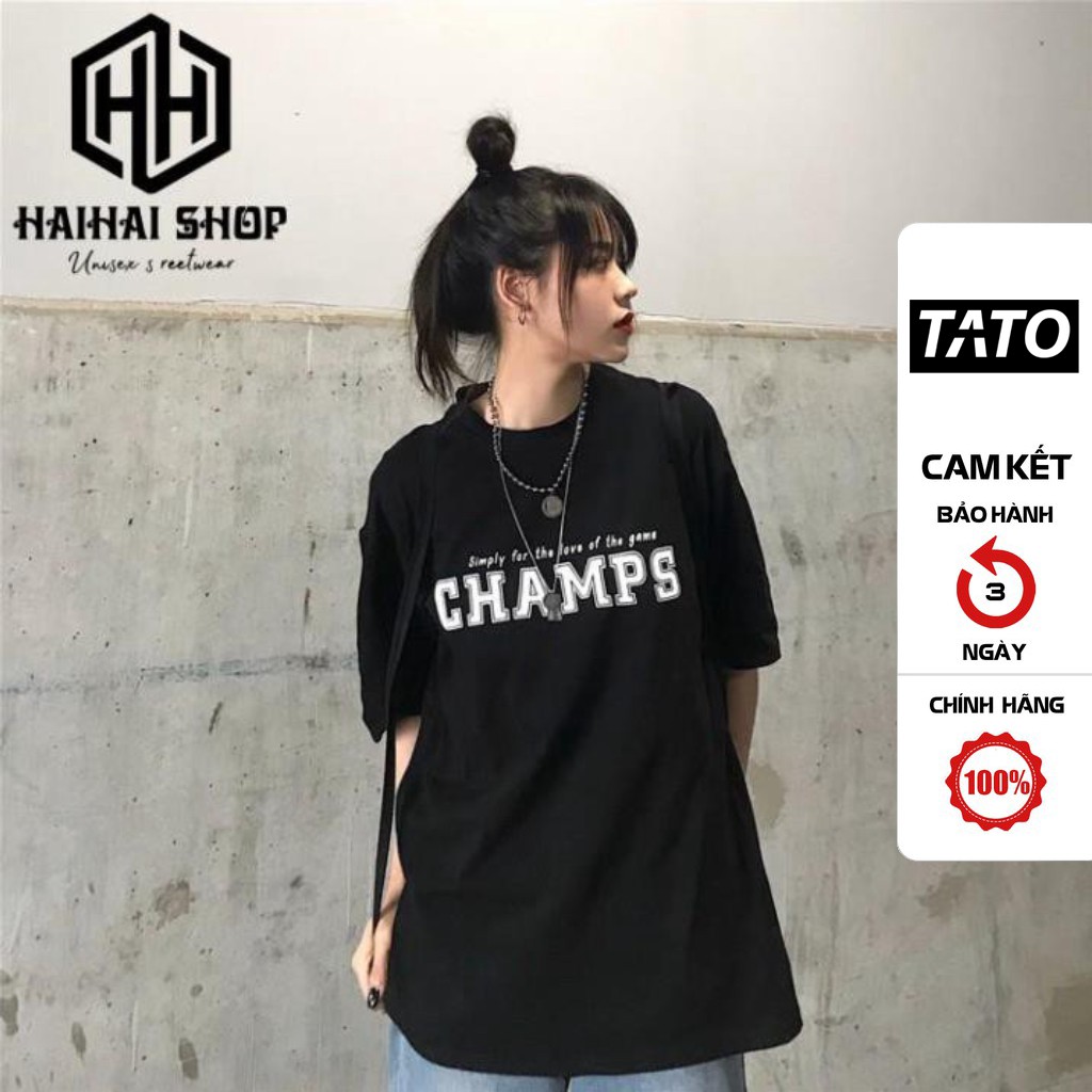 Áo Thun Nam Nữ Phom Rộng Tay Lỡ In Hình CHAMPS Full HD, Vải Cotton 75% Dày Mềm Mịn Đẹp KIS OFFICIAL