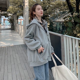 Áo Khoác Hoodie Nỉ Trơn Form Rộng Unisex