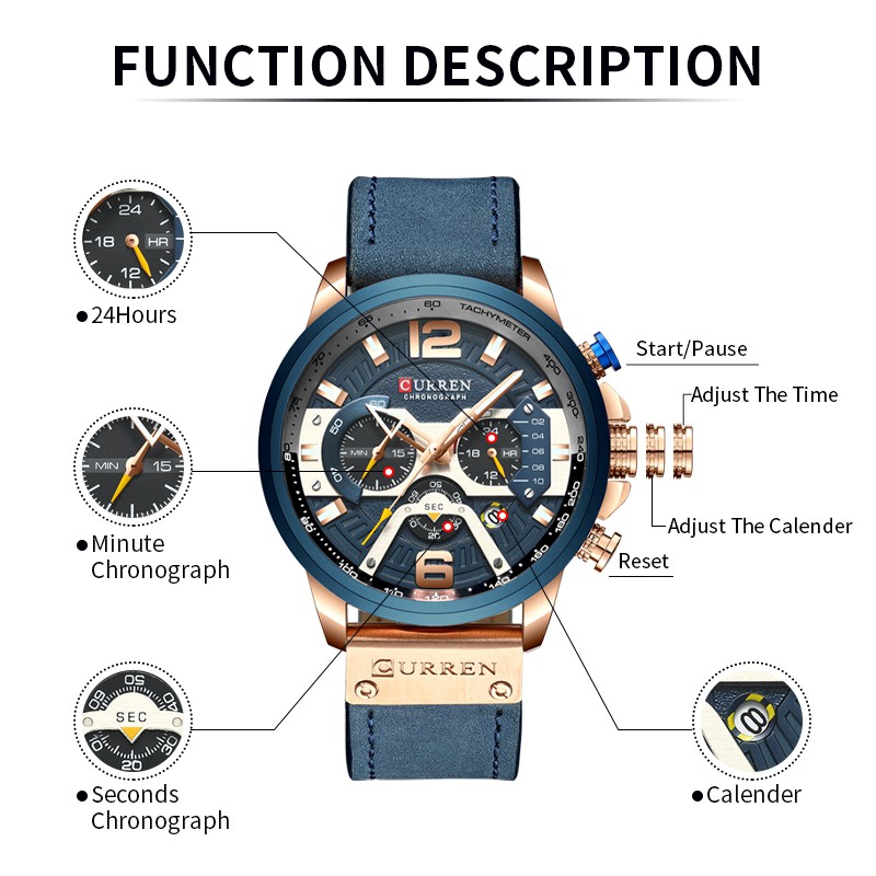 Đồng Hồ Nam dây da CURREN 8329 chính hãng , sang trọng Máy Quartz Chống Thấm Nước-Gozid.watches