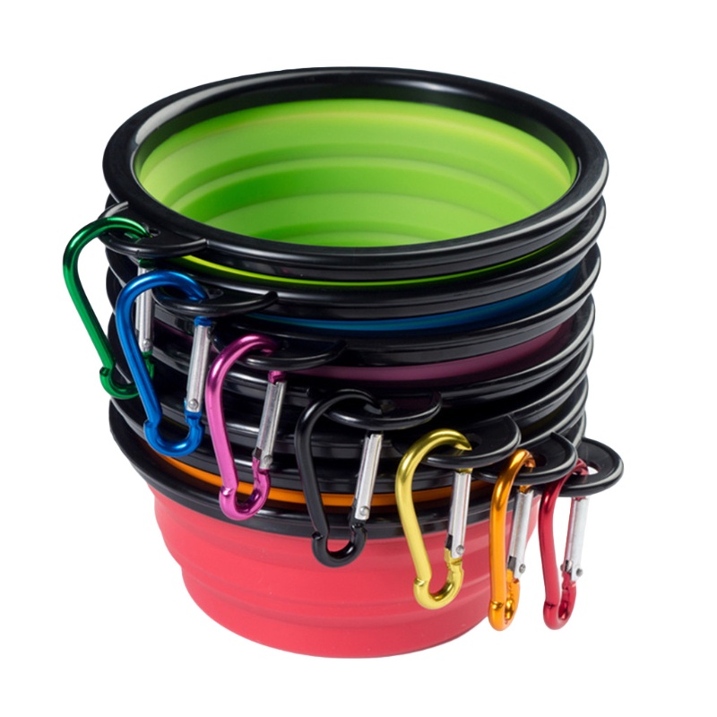 Tô Đựng Thức Ăn/Nước Uống Bằng Silicone Có Thể Gấp Gọn Kèm Nắp Dành Cho Chó Mèo