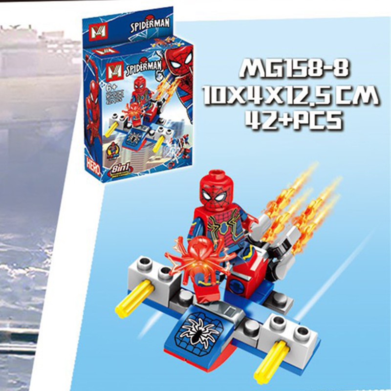 Lego Spiderman 8 In 1 Avenger Marvel - Đồ Chơi Lego Minecraft Lắp Ghép Người Nhện - 300 Chi Tiết - PiBo