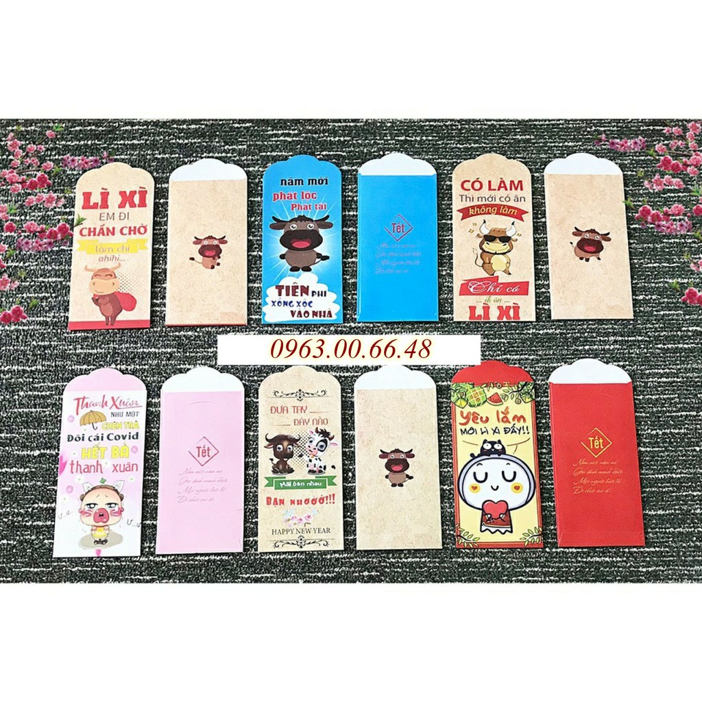 Bộ 100 bao Lì xì nhiều mẫu TRÂU, giấy đẹp. Nhớ lấy mã hoàn xu nhé!