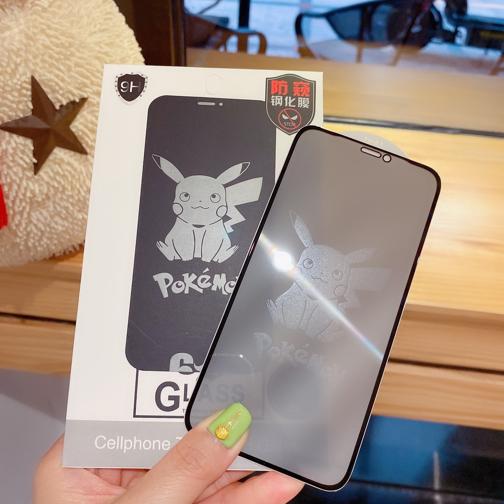 Phim hoạt hình Pikachu phù hợp với xr film chống nhìn trộm iphone11pro apple 11 film điện thoại di động x film trước xs film cường lực max bóng film iphone11promax glass film ins film chống nổ triều 12 mini