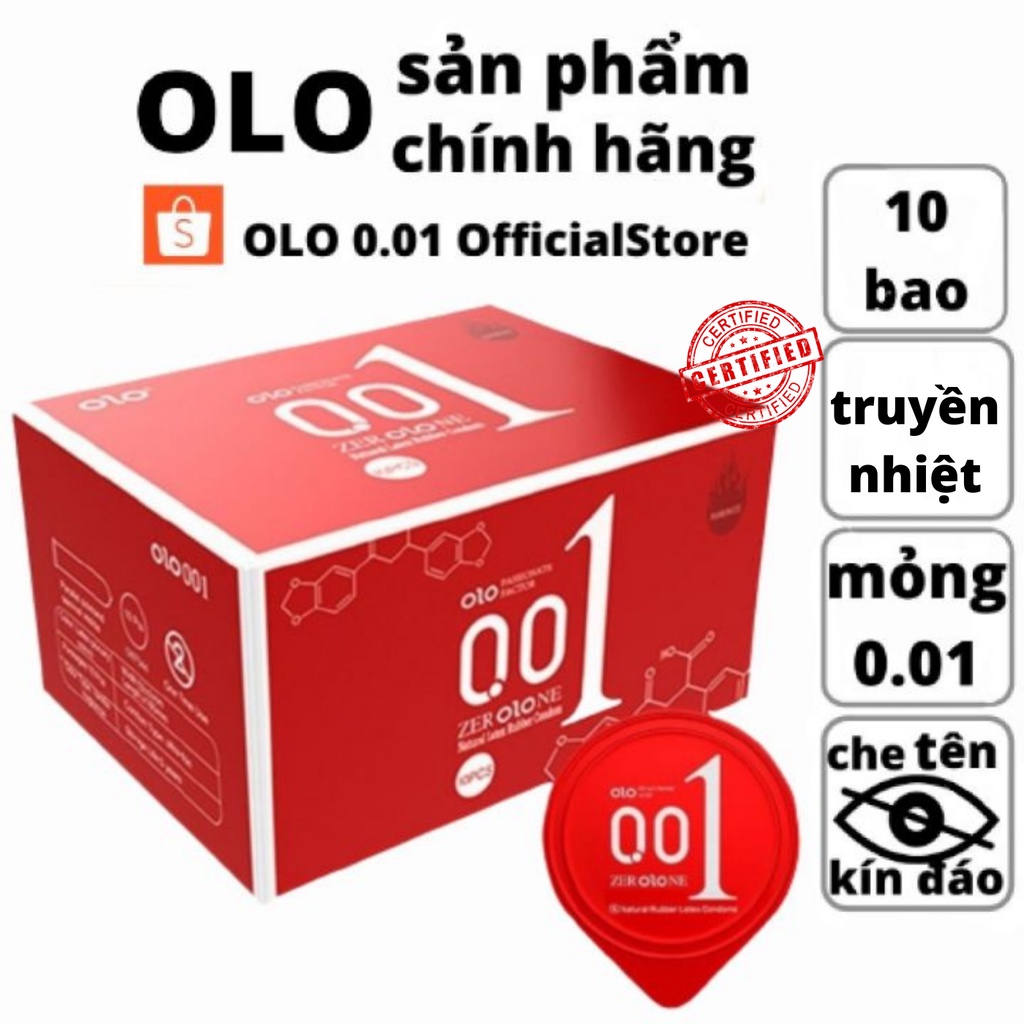 Bao cao su OLO siêu mỏng 001 truyền nhiệt nhiều gel siêu ấm hộp 10 bcs olo_official_store