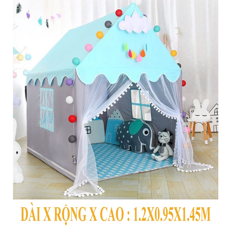 [KHUNG INOX-TẶNG ĐÈN NHÁY] Lều cho bé, Lều công chúa hoàng tử cỡ đại mẫu mới 2022