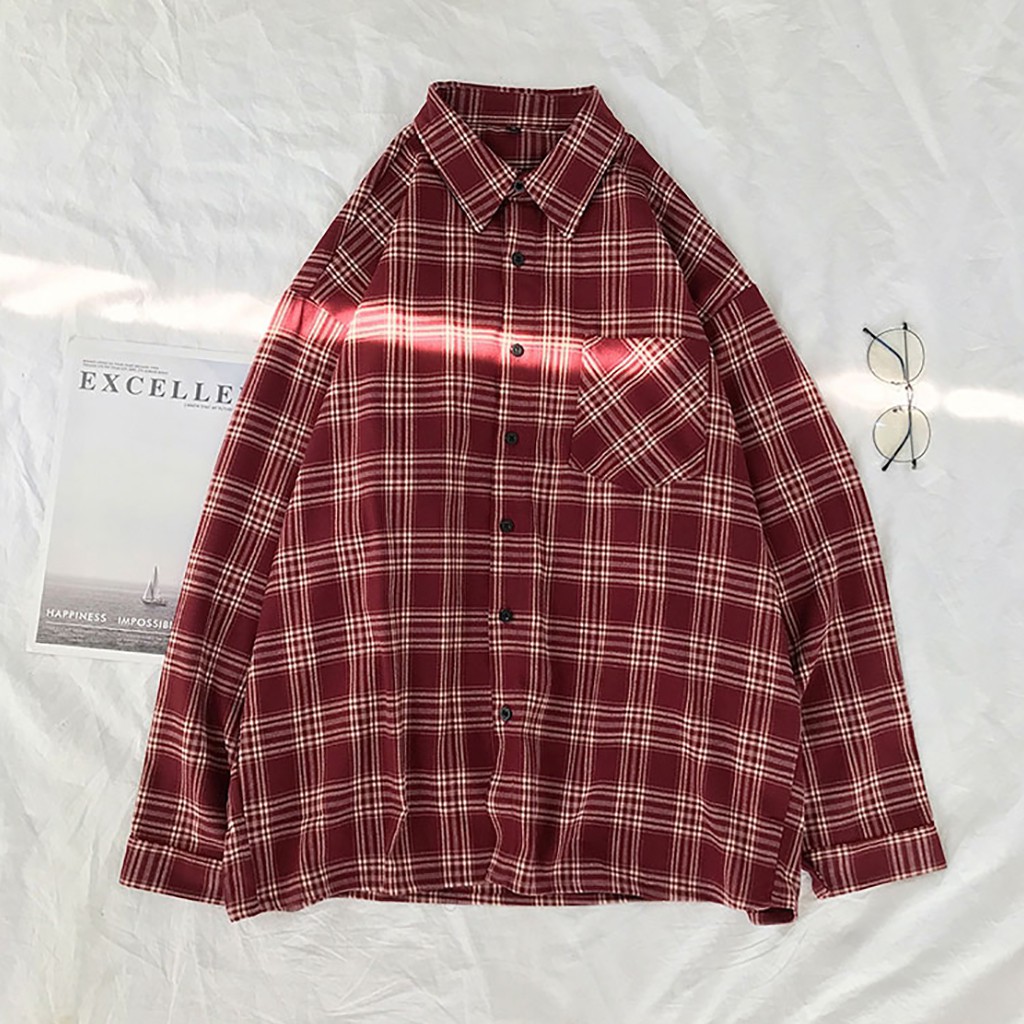 Áo Sơ Mi Dài Tay Sọc Caro Nam Nữ