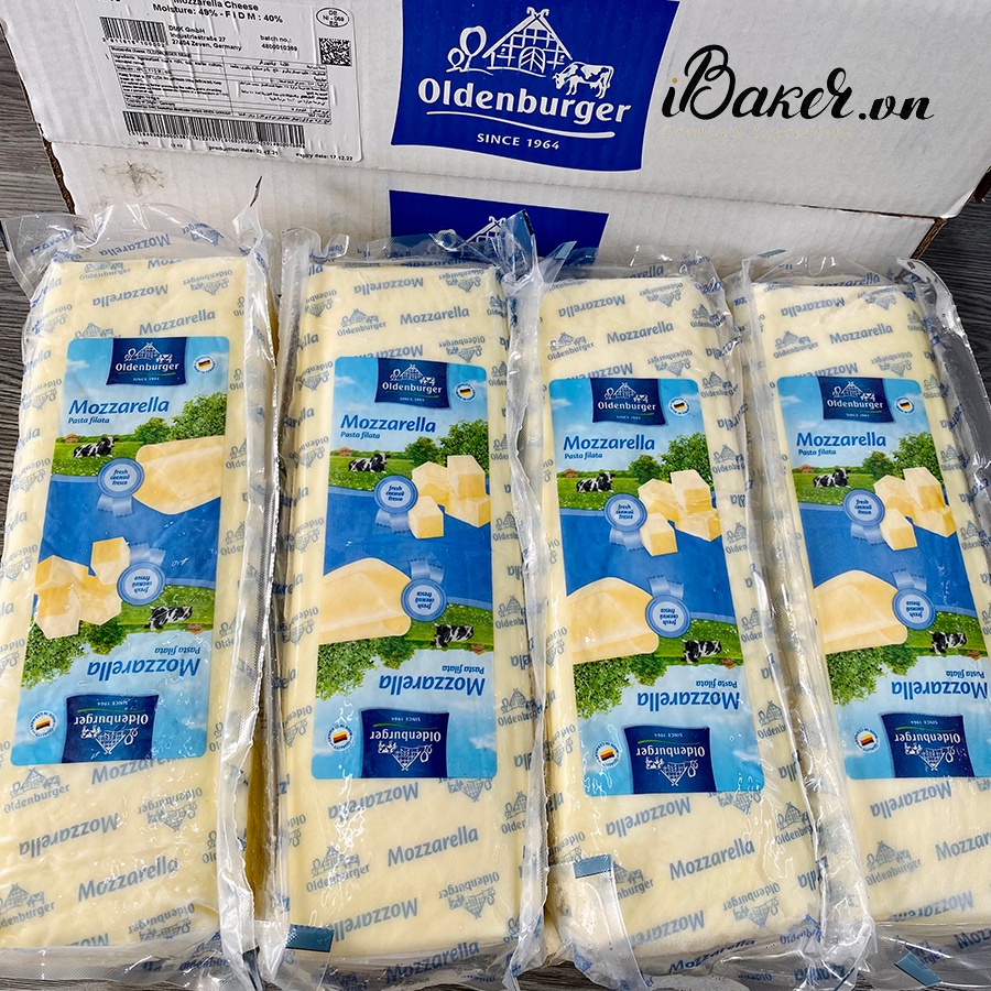 [Khối nguyên 2.5kg] Phô mai Mozzarella Oldenburger kéo sợi
