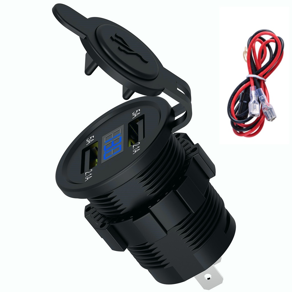 Tẩu Sạc Điện Thoại Mini Hai Cổng USB 3.1A Có Màn Hình LED Kỹ Thuật Số Cho Xe Hơi
