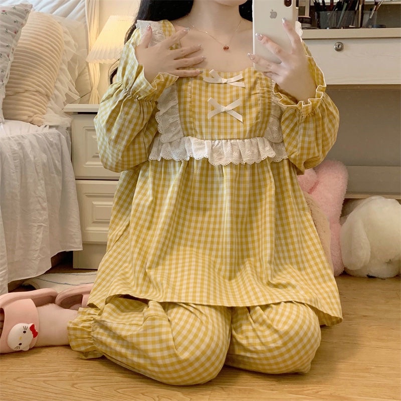New SET BỘ NGỦ MẶC NHÀ QUẢNG CHÂU KẺ CARO TIỂU THƯ rẻ nhất shopee