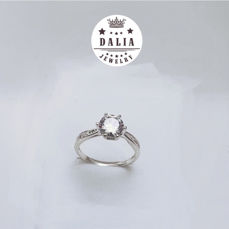 Nhẫn bạc ý DaLiA Jewelry hàng dày nặng 6 chấu đá hạnh phúc- NY83