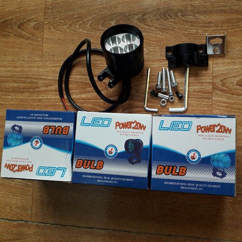 Đèn pha led L4 NGẮN siêu sáng, Đèn led tản nhiệt gắn cho xe ga xe số kèm phụ kiện