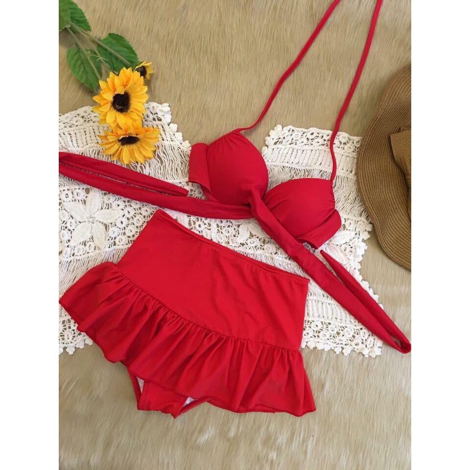 ĐỒ BƠI NỮ Bikini 2 Mảnh chéo đỏ tươi ( Ảnh chụp thật) mới nhất
