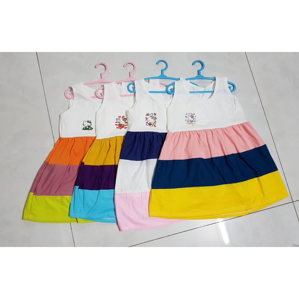 Đầm thun cotton bé gái - Đầm thun co giãn 4 chiều - Đầm bé gái chất thun cotton cực mát mẻ size 10-18kg