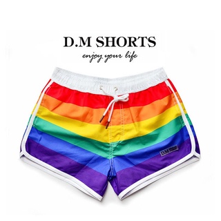 Quần short nam polyester lưng thấp họa tiết sọc cầu vồng thời trang n001