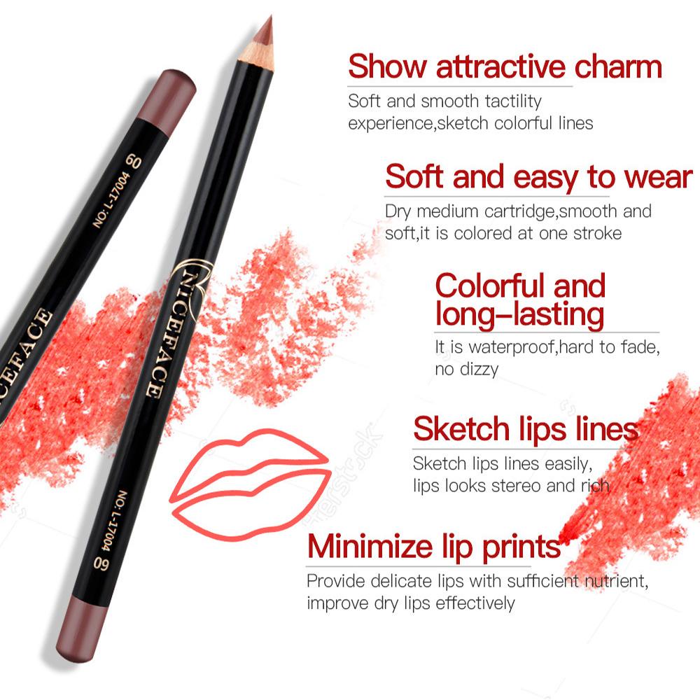 AROMA Chì Kẻ Viền Môi Dưỡng Ẩm Lâu Trôi Không Thấm Nước 12 Màu Sắc Chọn Lựa