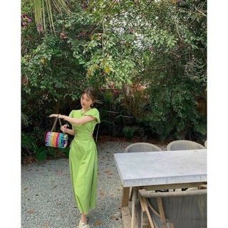 ĐẦM MIDI TAY PHỒNG KHOÉT EO